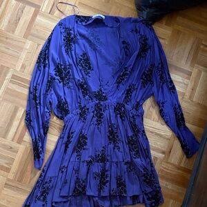 Zara Purple and Black Floral Midi Dress